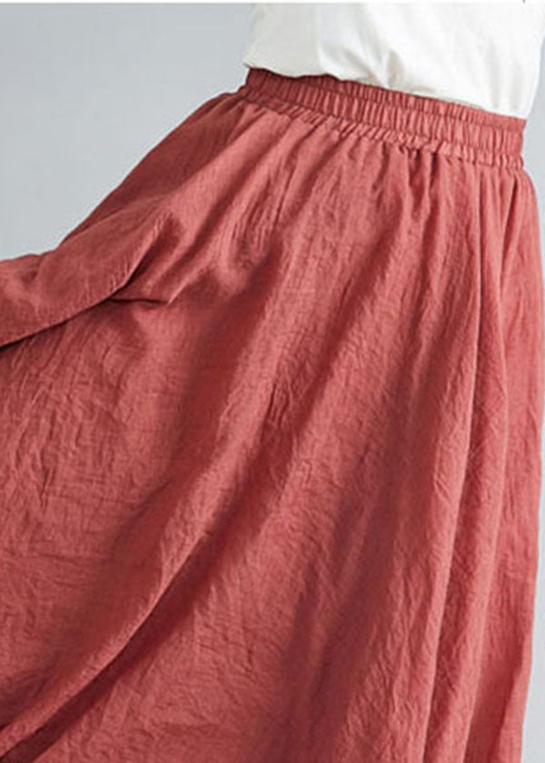 Style Rust Elastic Waist Exra Large Hem Cotton Linen a Line Skirts Summer