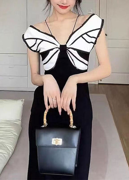 Black Bow Off the Shoulder Dresses Summer