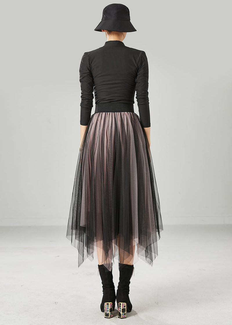 Black Asymmetrical Exra Large Hem Tulle Skirt Summer