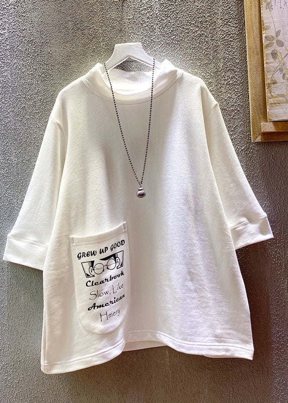 Loose Purple O-neck Graphic Pockets Sweatshirts Summer