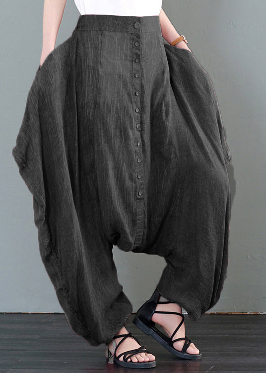 Dark Grey Oversized Tie Dye Pockets Cotton Harem Pants Fall