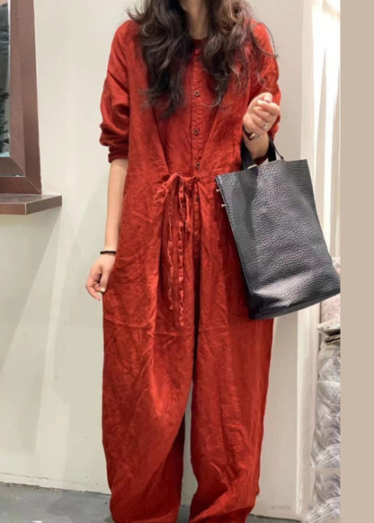 Original Design Red Lace Up Stylish Jumpsuits Spring