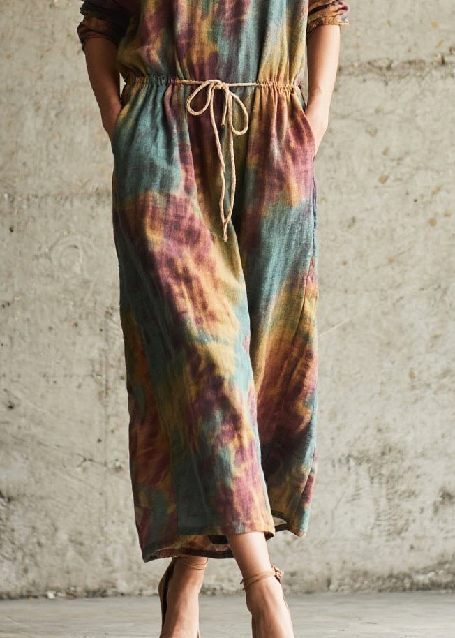 Cinched Tie Dye Cotton Holiday Dress Fall