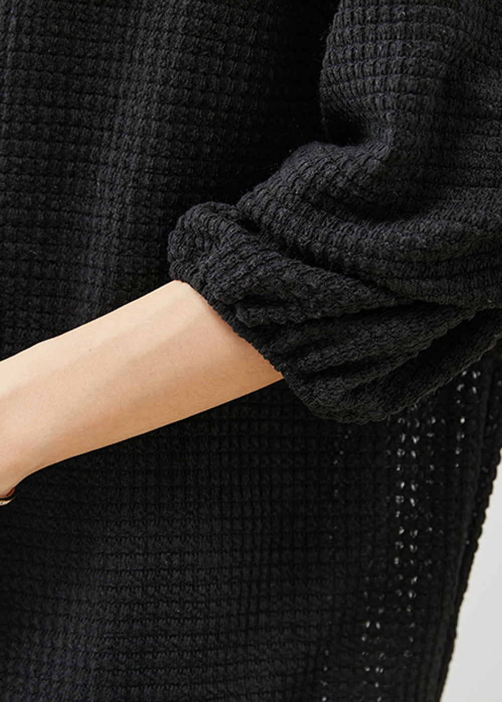 Black Oversized Nail Bead Knit Sweaters Winter