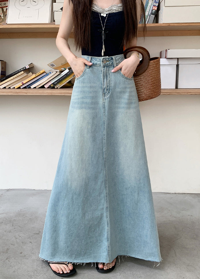 Blue Exra Large Hem Denim a Line Skirt Fall