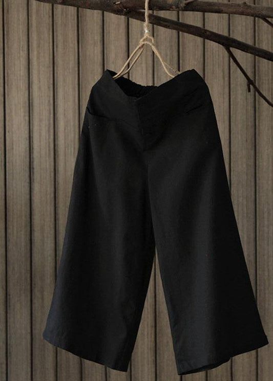 Elastic Waist Wide Leg Pants With Pockets