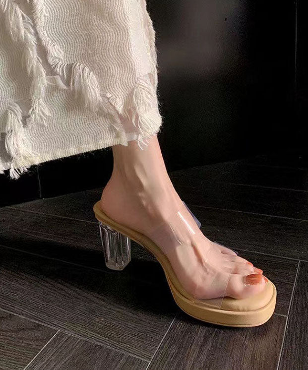 Apricot Clear Chunky Heel Slide Sandals