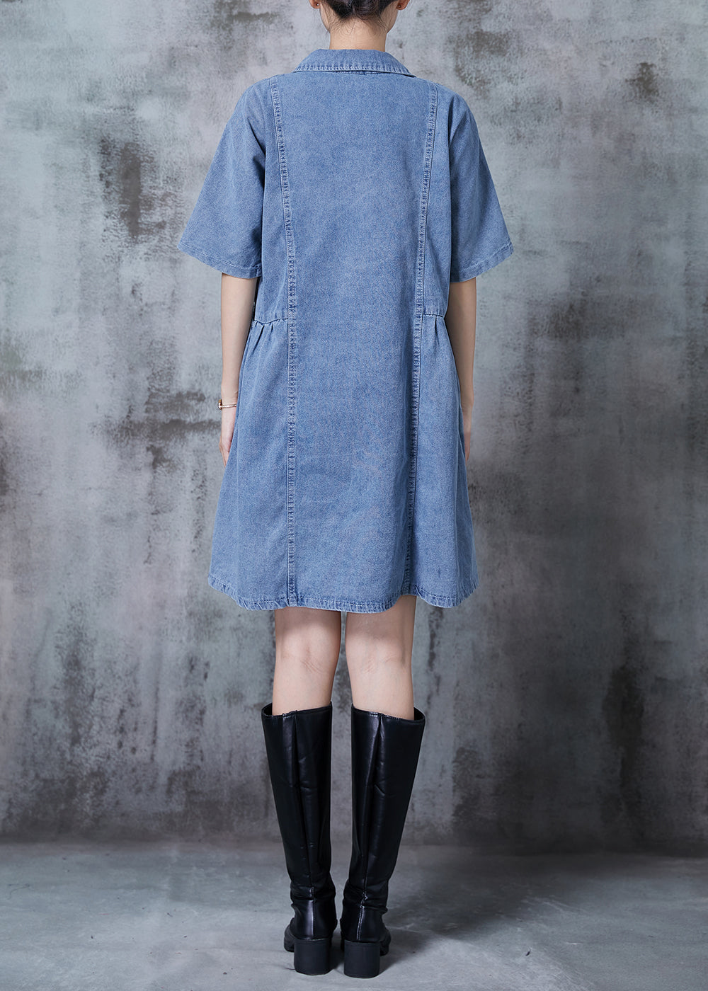 Light Blue Cartoon Denim Day Dress Summer