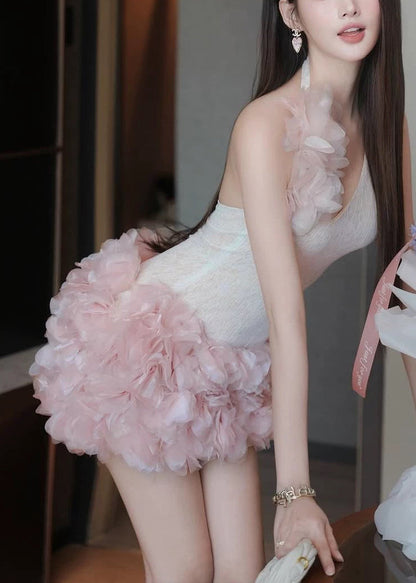 Backless Tulle Patchwork Two Pieces Set Sleeveless