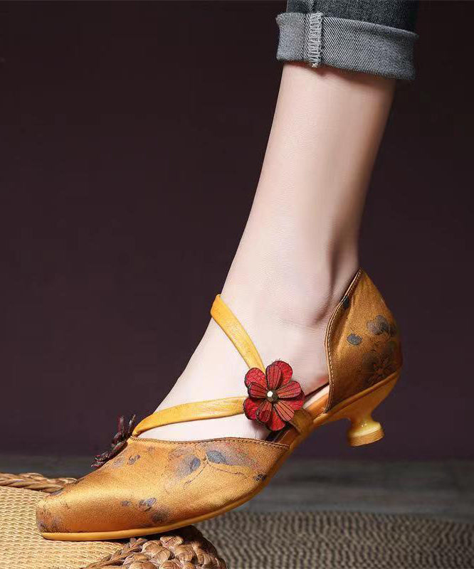 Blue Retro Print High Heels Pointed Toe