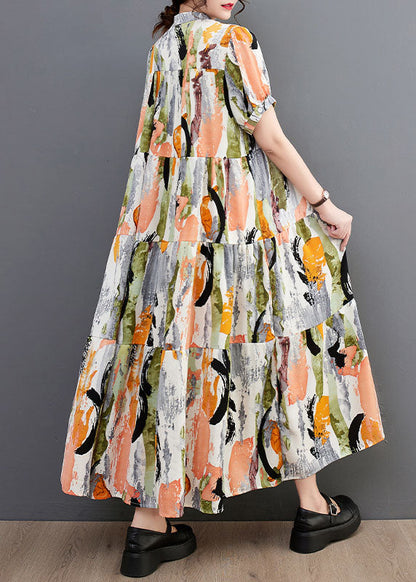 Oversized Ink and Wash Print Cotton Robe Dresses Summer