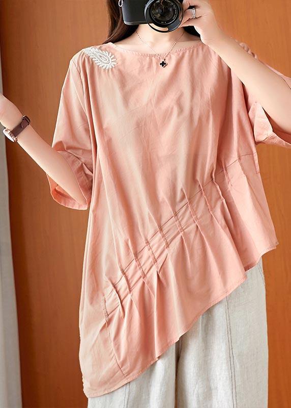 Orange Embroideried Cinched Linen Summer Shirts