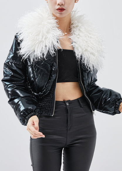 Black Faux Fur Collar Fine Cotton Filled Coats Winter