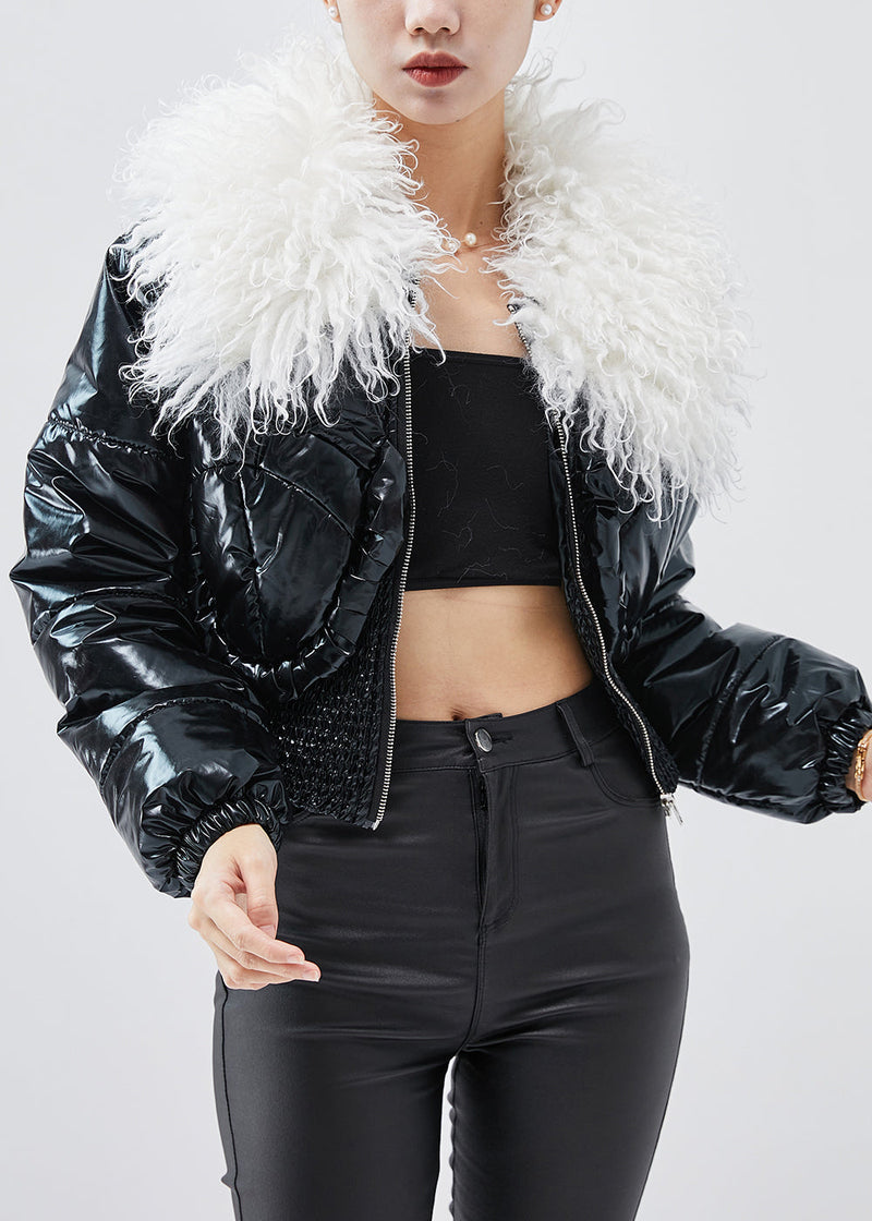 Black Faux Fur Collar Fine Cotton Filled Coats Winter