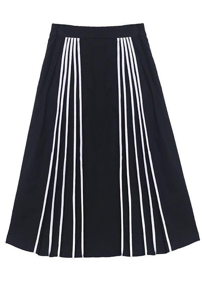 Black Striped High Waist a Line Summer Skirts
