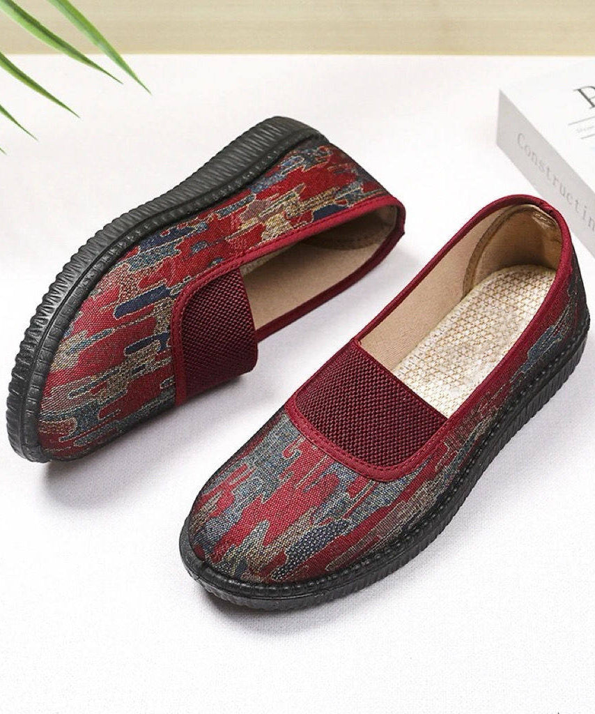 Flat Shoes for Black Cotton Fabric