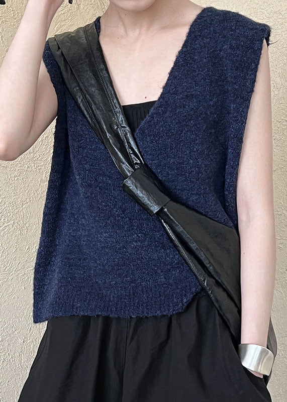 New Versatile White V Neck Knit Vest Sleeveless