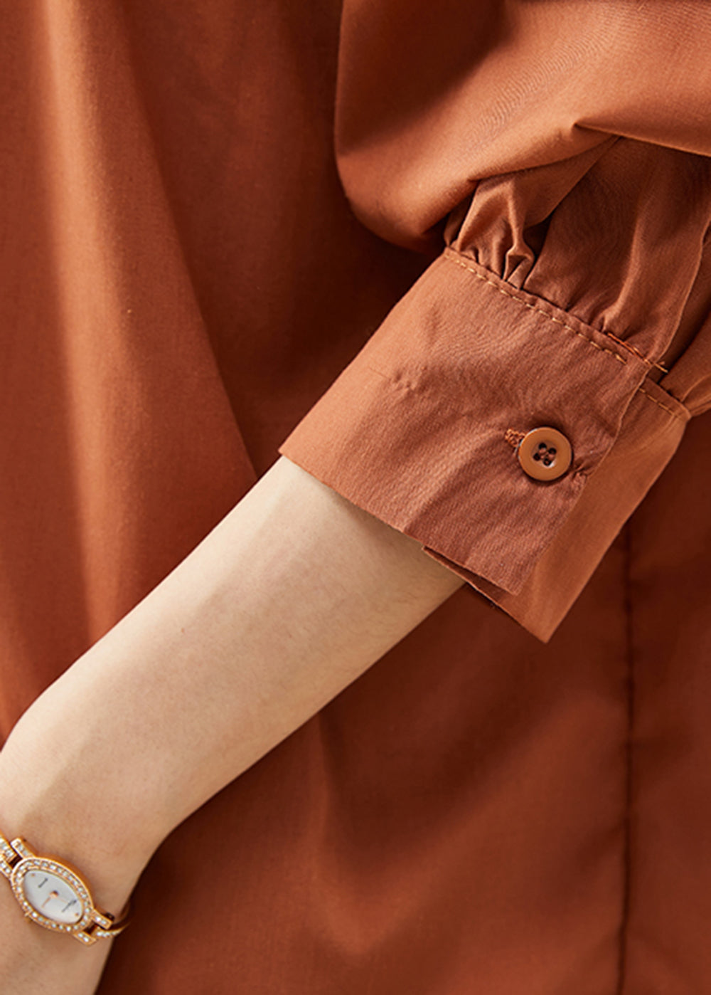 Italian Orange Oversized Cotton Blouse Tops Fall