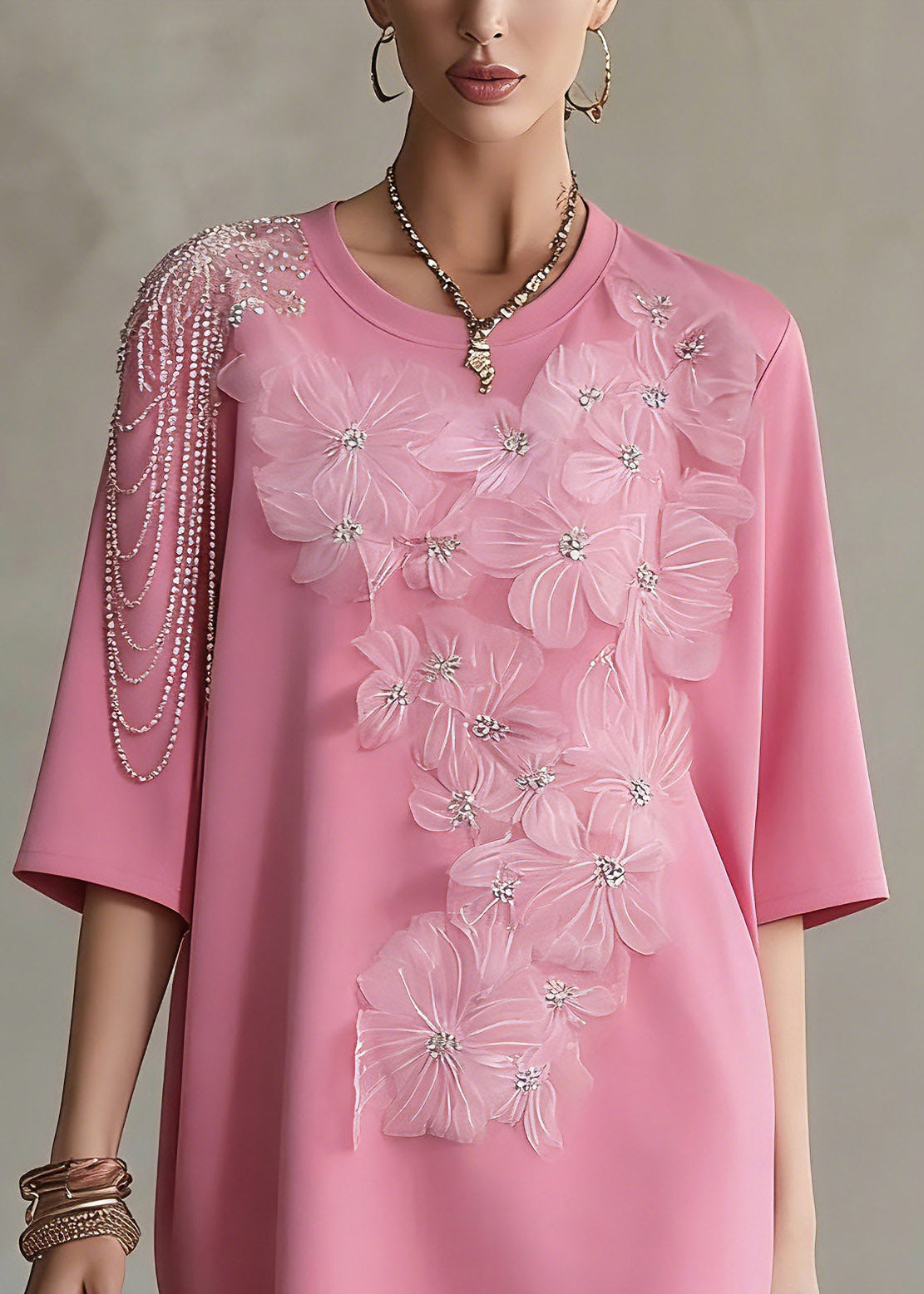 Pink Patchwork T Shirt Summer