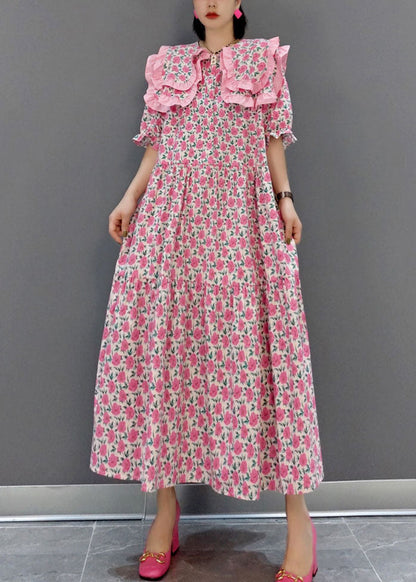 Red Ruffled Wrinkled Long Dress Spring