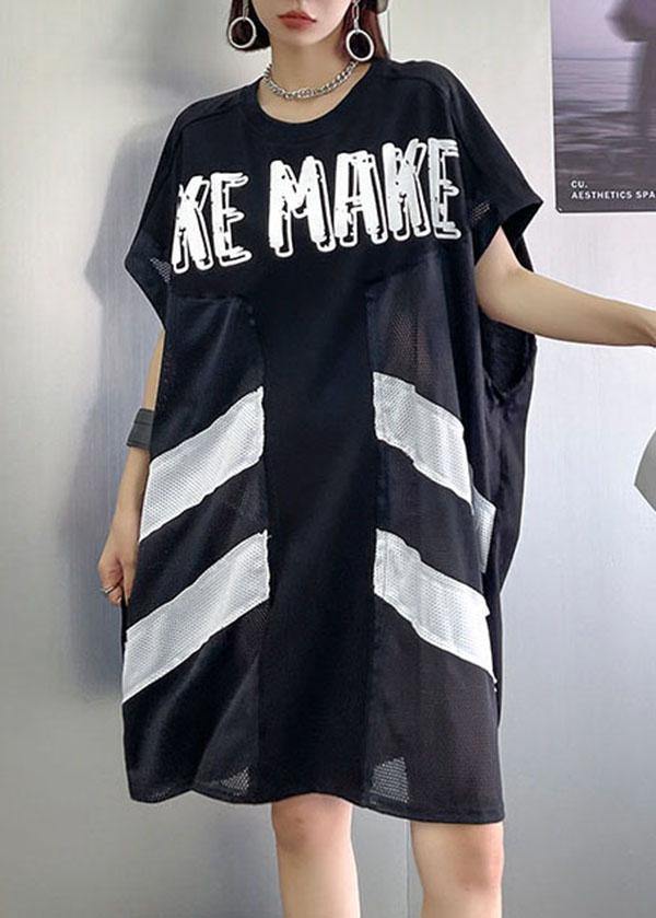 Boutique Black O-neck Patchwork Sleeve Less Dress