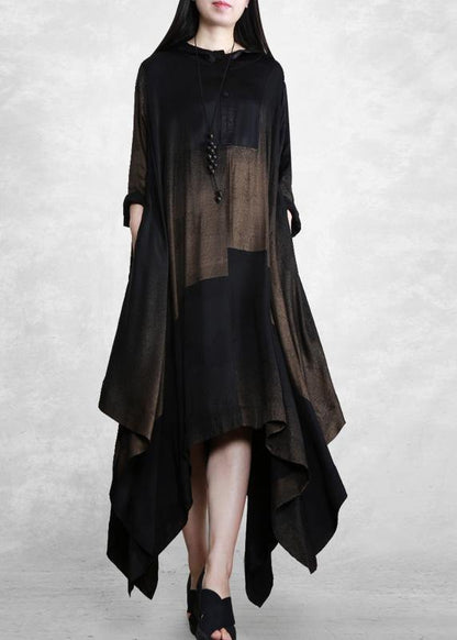 Hooded Outfits Black Long Dresses<