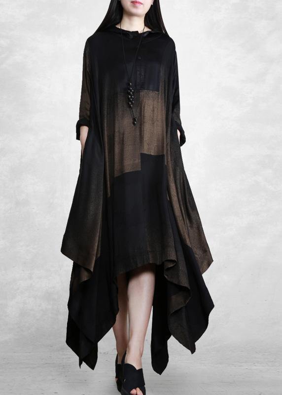 Hooded Outfits Black Long Dresses<