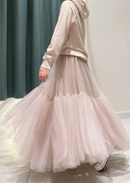 Pink Patchwork Tulle Skirts Spring