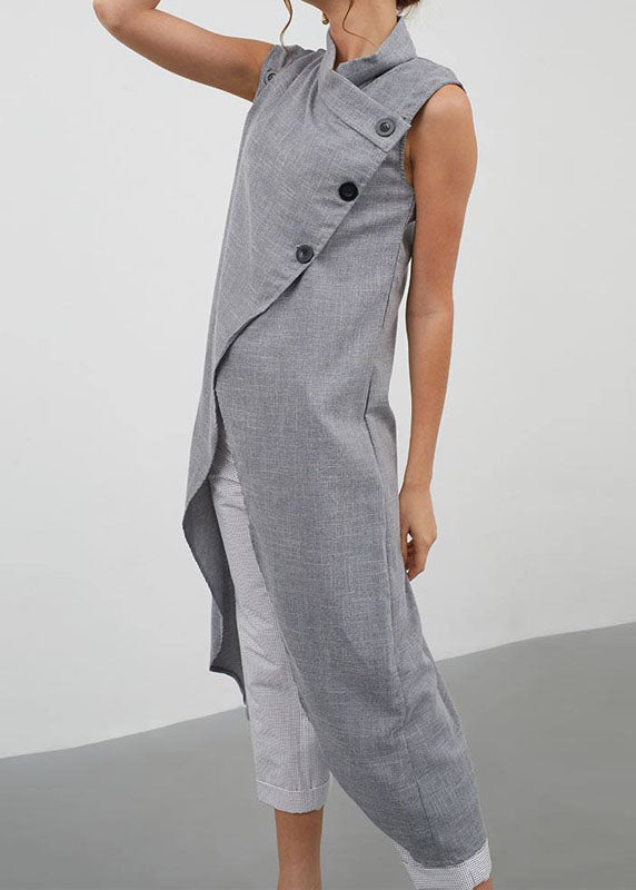 Cross Collar Asymmetrical Tank Tops Blouse Summer