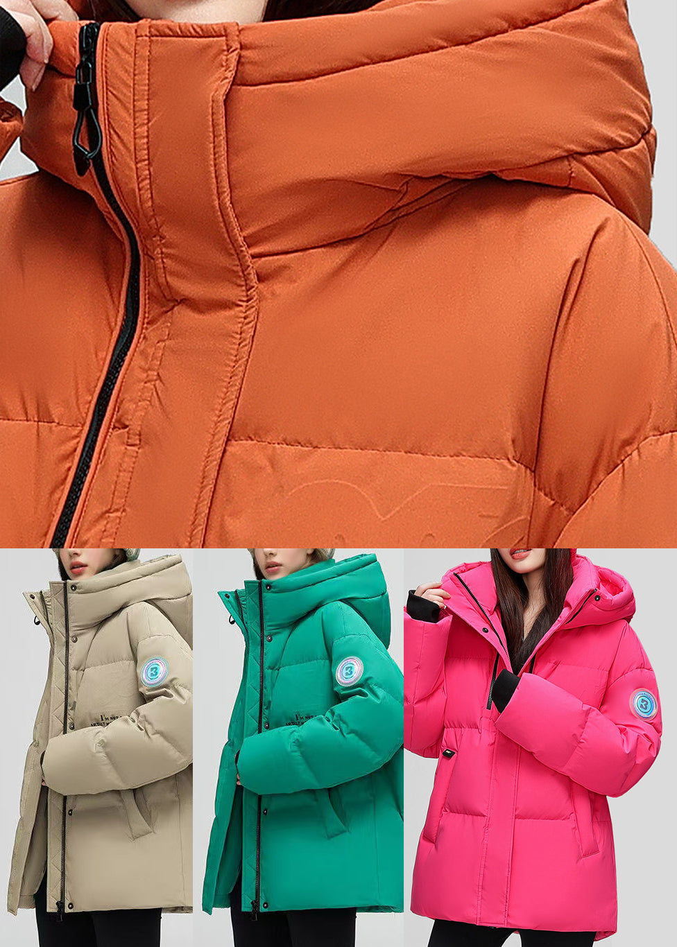 French Rose Oversized Thick Duck Down Winter Coats Winter