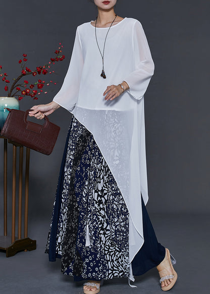Style Asymmetrical Patchwork Chiffon Two Pieces Set Summer