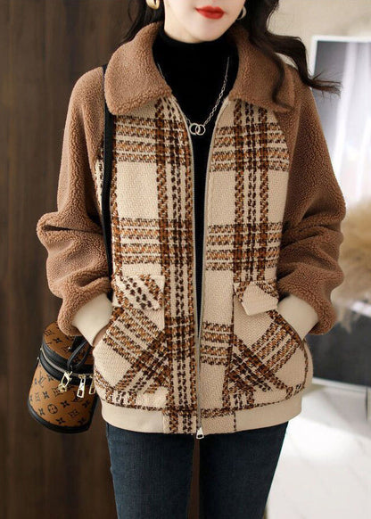 Coffee Thick Patchwork Teddy Faux Fur Coats Winter