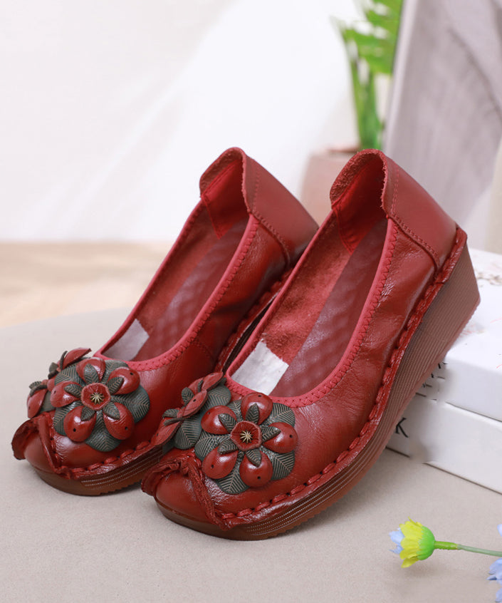 Black Flower Splicing Platform High Wedge Heels Shoes