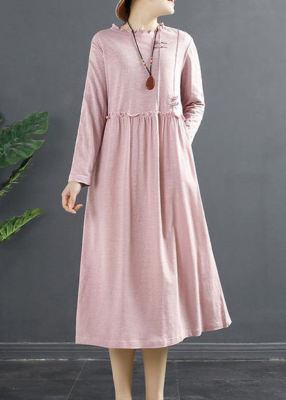 Diy Pink Ruffled Patchwork Loose Dress