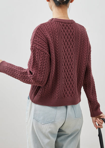 Purple Chunky Oversized Cable Knit Sweater Winter