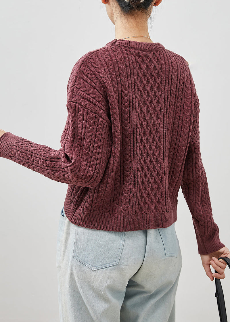 Purple Chunky Oversized Cable Knit Sweater Winter