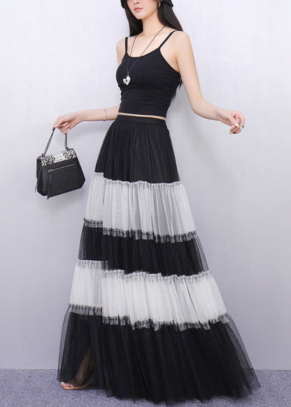 Colorblock Exra Large Hem Patchwork Tulle Skirt Summer