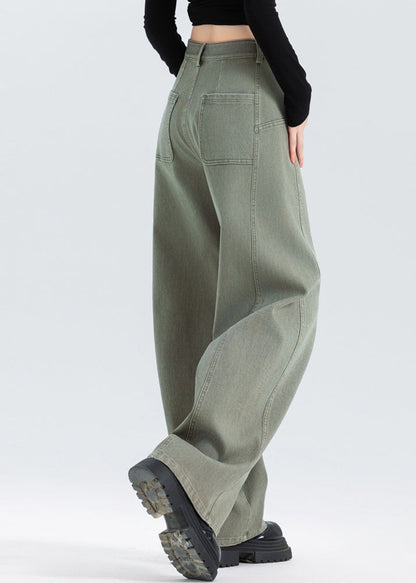 Grey Oversized Patchwork Denim Pants Spring