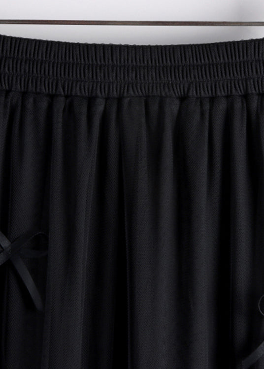 Black Bow High Waist Tulle a Line Skirts Fall