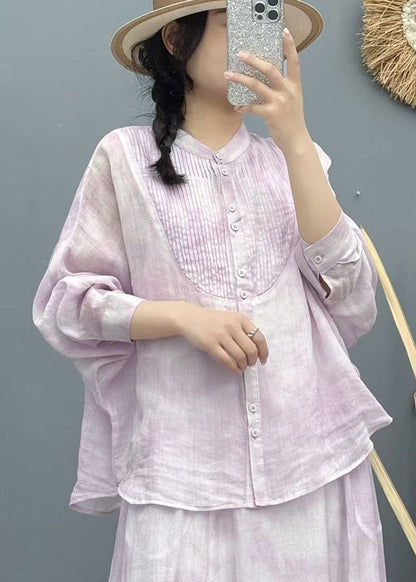 Italian Apricot Oversized Wrinkled Linen Upf 50+shirt Summer
