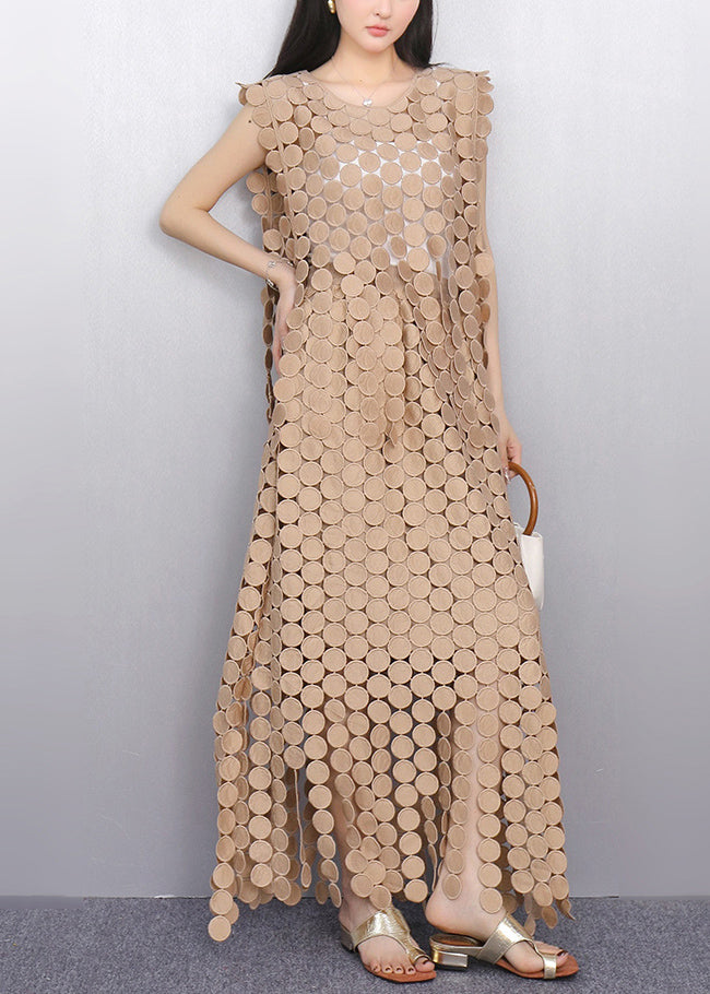 Champagne Hollow Out Lace Two Pieces Set Summer