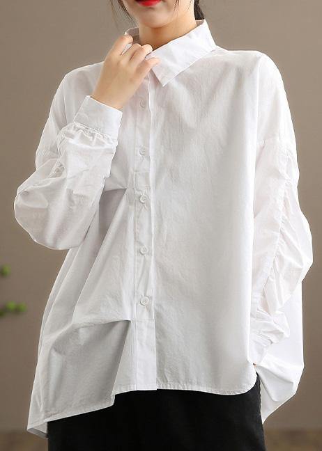 Style White Clothes for Lapel Button Down Midi Spring Blouses