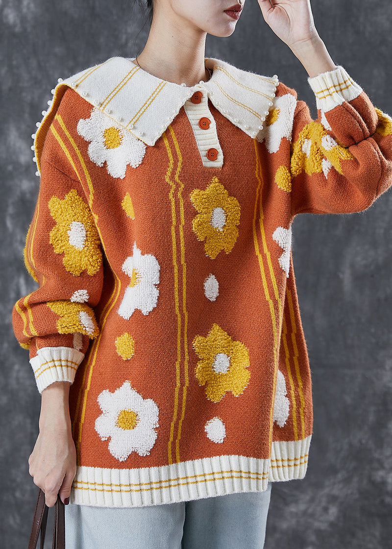 Stylish Khaki Oversized Jacquard Knit Top Spring