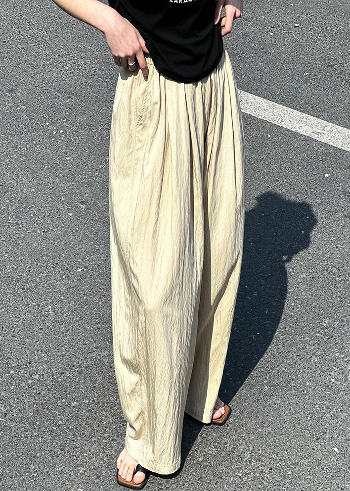 Apricot Thin Cotton Summer Pants Elastic Waist