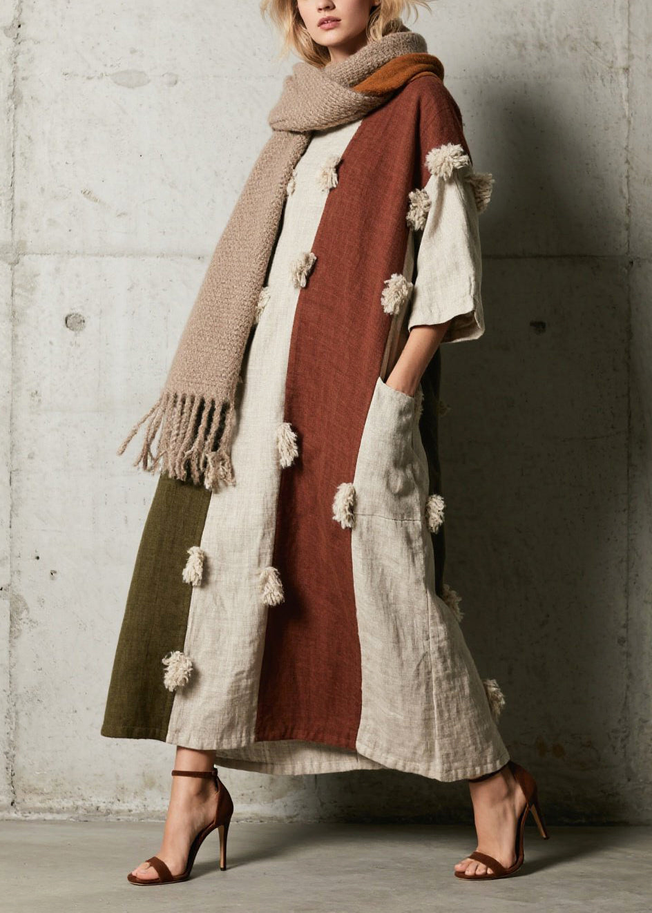 Colorblock Oversized Patchwork Faux Fur Vacation Dresses Summer