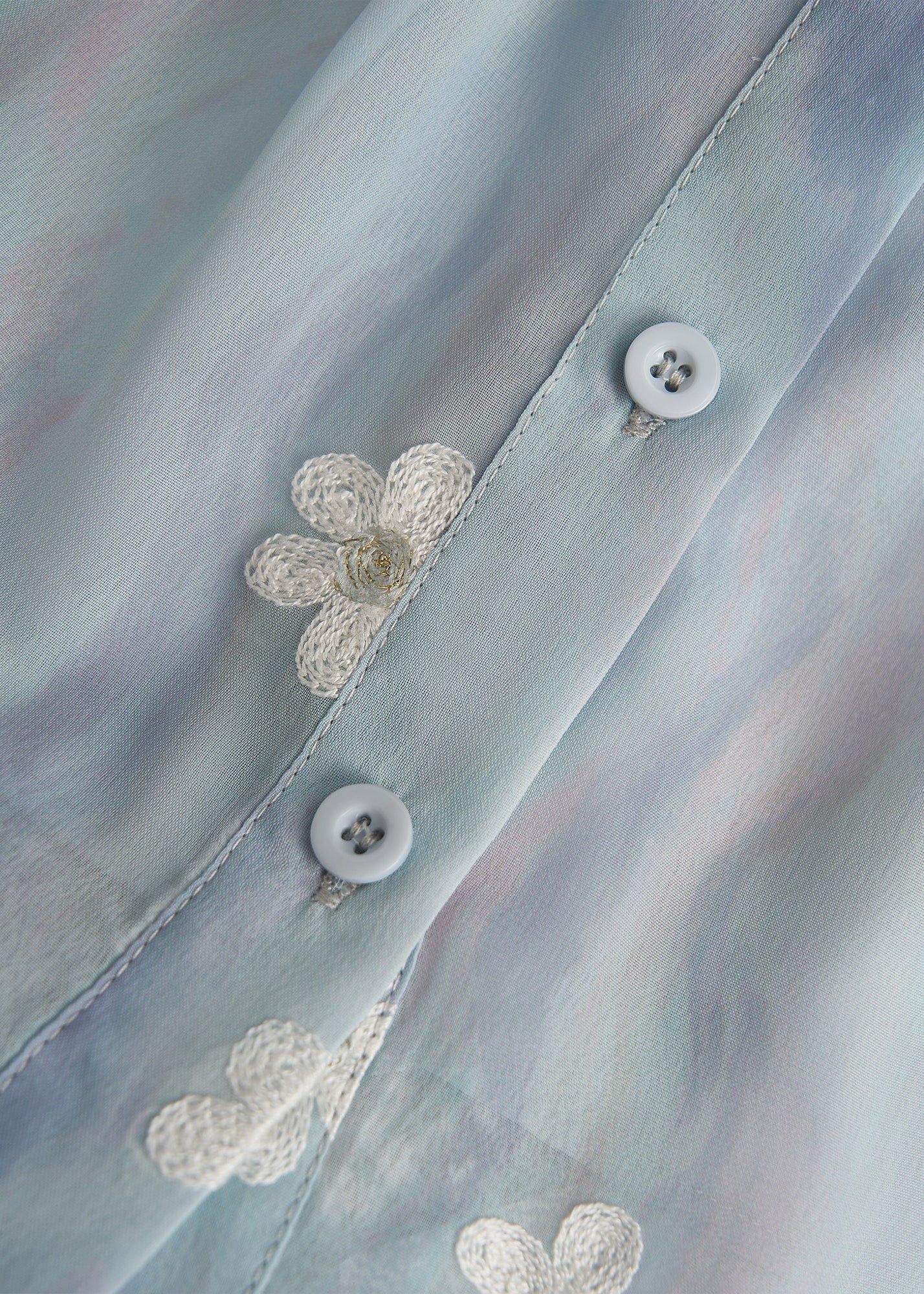 Modern Sky Blue Embroidered Chiffon Two Piece Suit Set Fall