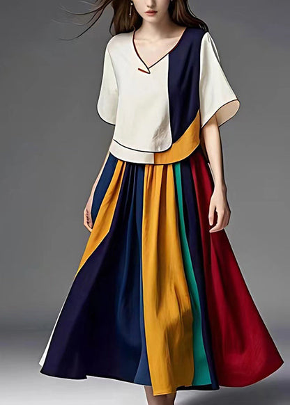 Oversized Patchwork Applique Cotton Two Pieces Set Summer