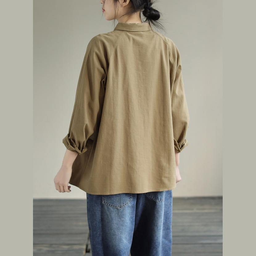 Diy Khaki Tunics for Lapel Pockets Clothing Spring Shirt