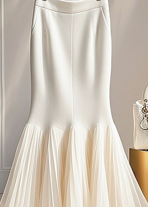 Loose White Tulle Patchwork Fishtail Skirts Spring