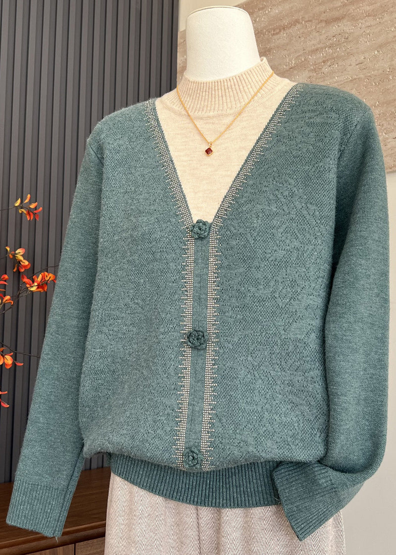 Beige Hign Neck Thick Patchwork Warm Fleece Knit Top Winter